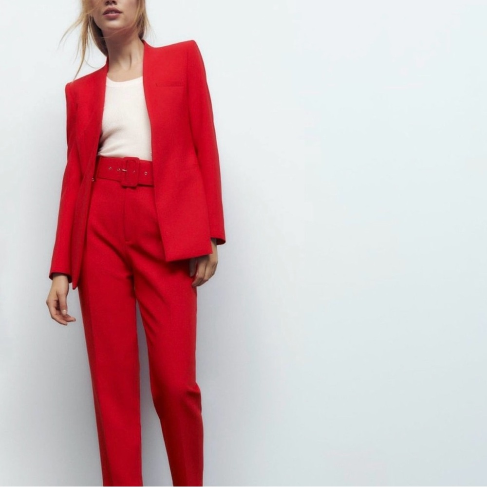 ZARA LAPELLESS PANTS WITH BELT